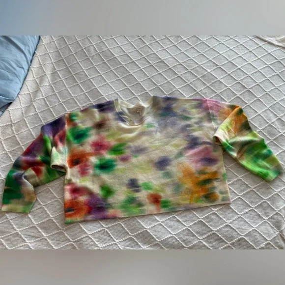 Anthropologie Pilcro The Alani Crew Neck Cropped Cashmere Tie dye Sweater. XL - Picture 3 of 7